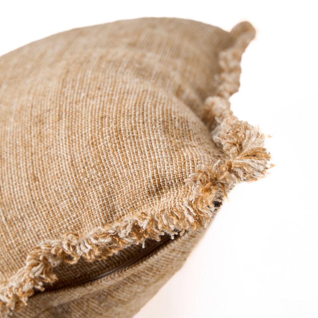 Copricuscino Sahara con frange - Marrone naturale - 50x50
