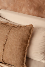 Copricuscino Sahara con frange - Marrone naturale - 50x50