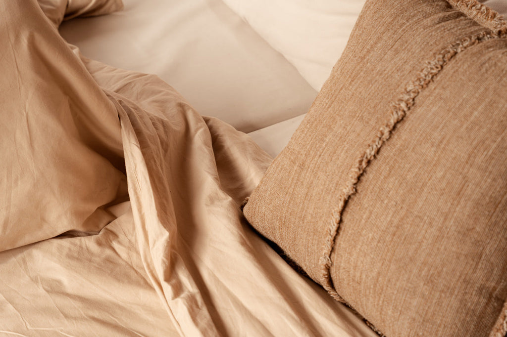 Copricuscino Sahara con frange - Marrone naturale - 50x50