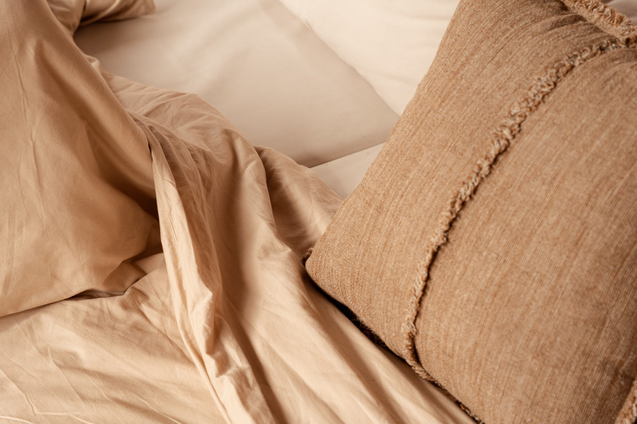 Copricuscino Sahara con frange - Marrone naturale - 50x50