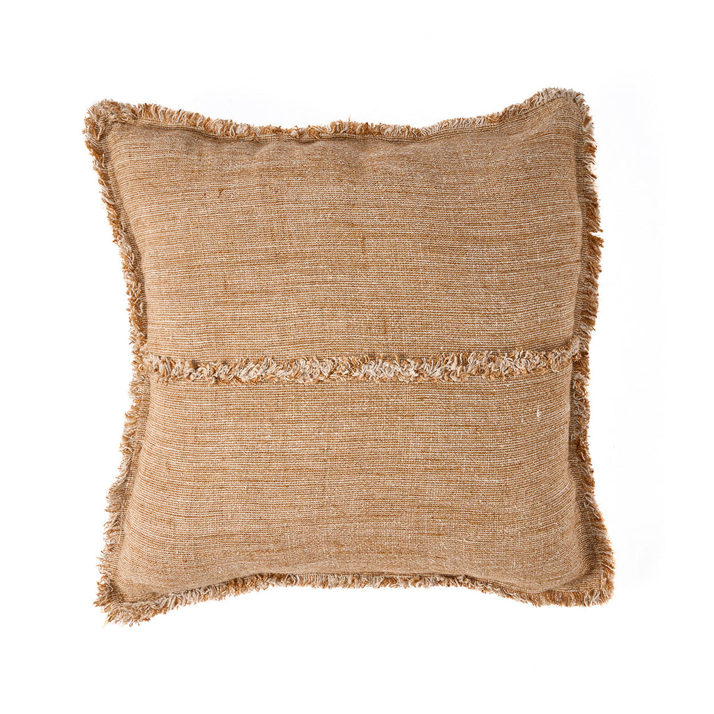 Copricuscino Sahara con frange - Marrone naturale - 50x50